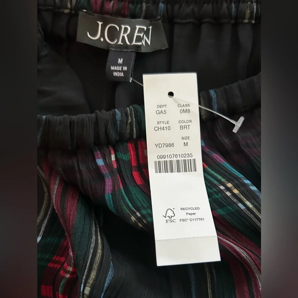 NWT J.Crew Gwen Lined Knee Length Plaid Layered Slip Skirt in Crinkle Chiffon - Picture 5 of 15